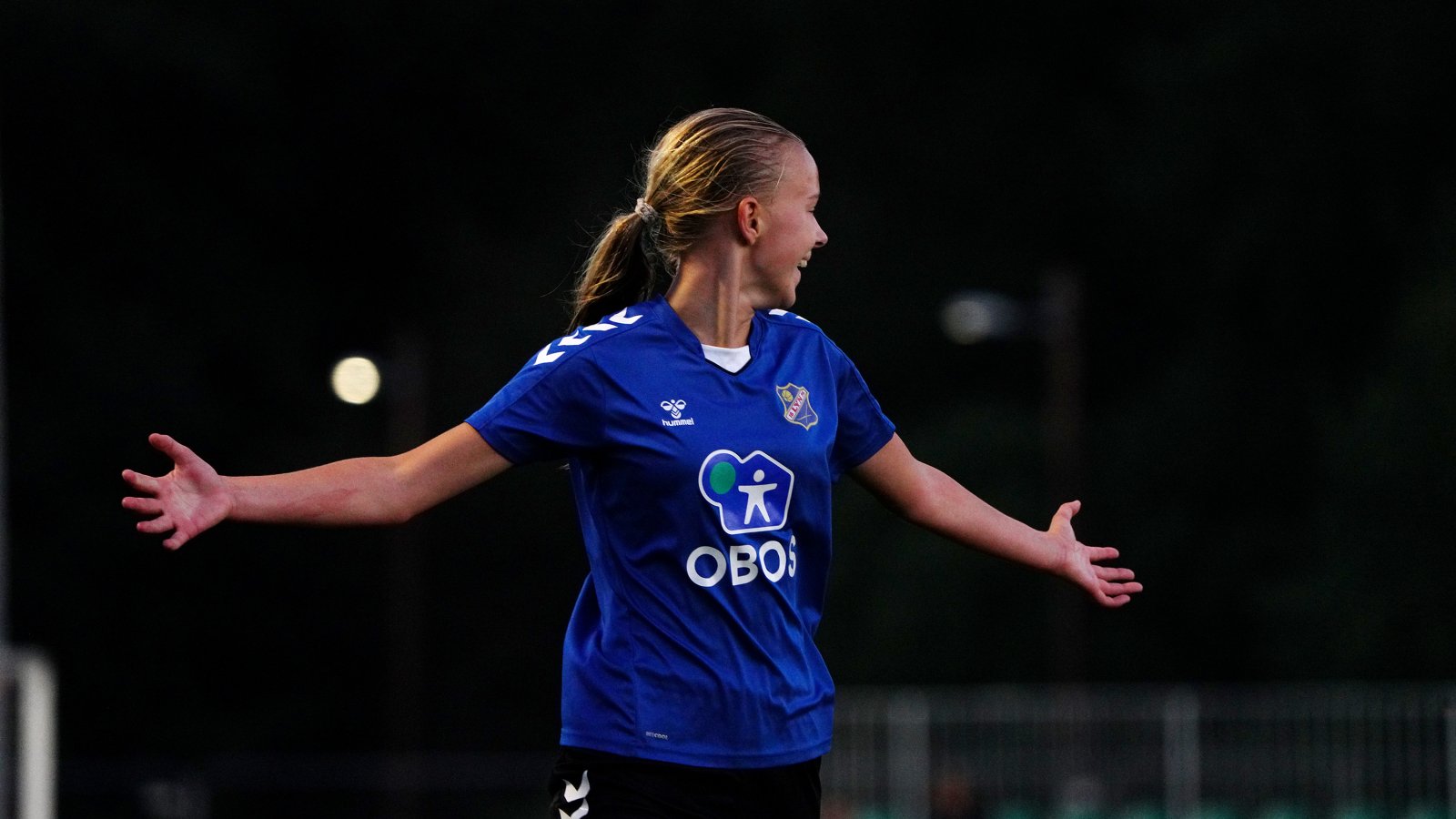 Josefine Willumsen for rekruttlaget mot KFUM, august 2025. Foto: Nicholas Noreng